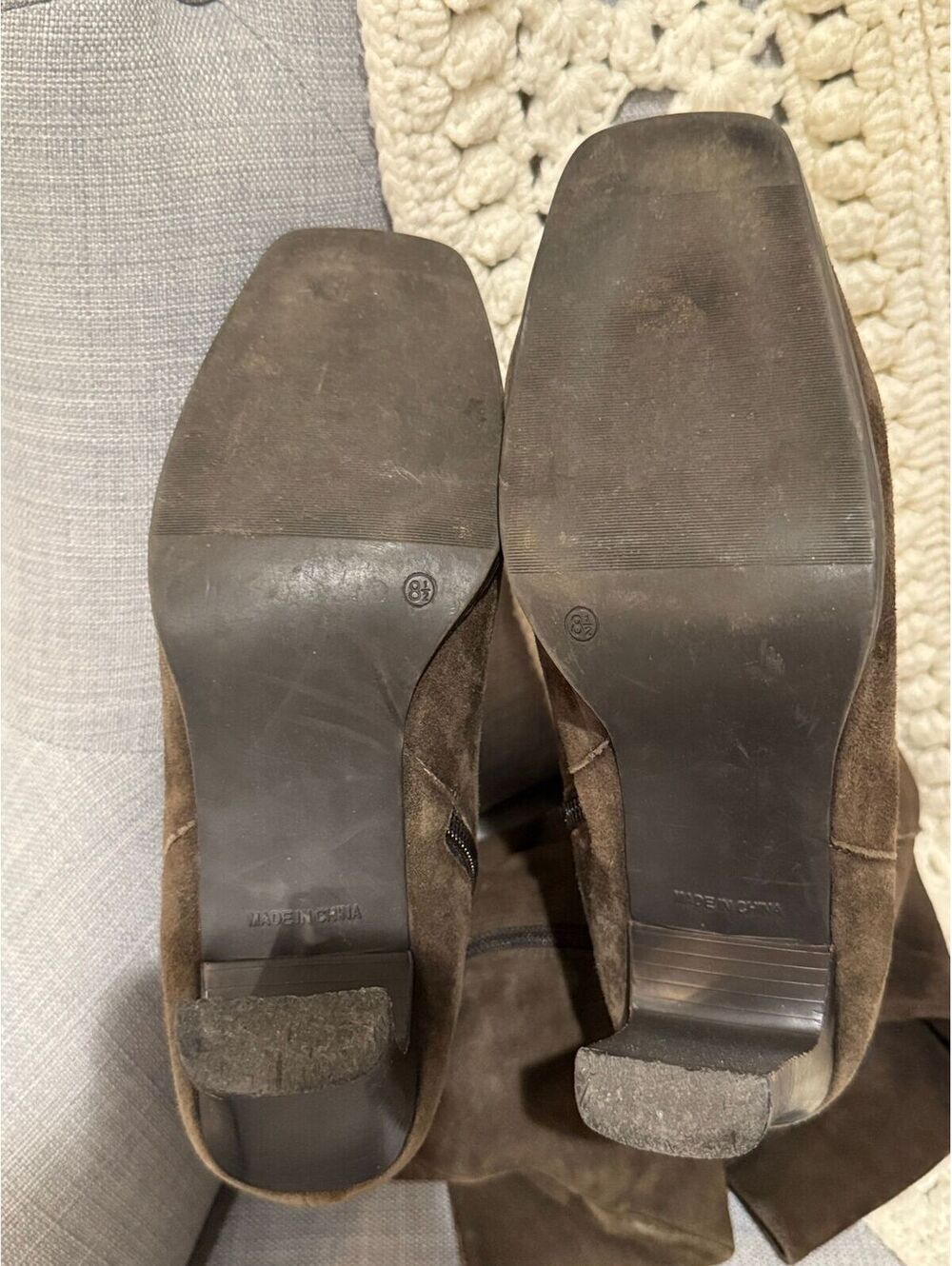 Lord & Taylor Vintage Genuine Leather Suede Tall Boots Size 8.5 - Picture 3 of 4